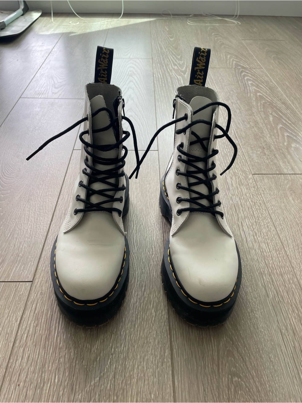 Dr. Martens White Leather Jadon Platform Lace-Up Boot - Picture 6 of 9